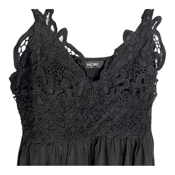Sexy Contrast Lace V-Neck Cami Top Spaghetti Strap Tank V Neck Black Size Small - Picture 2 of 12